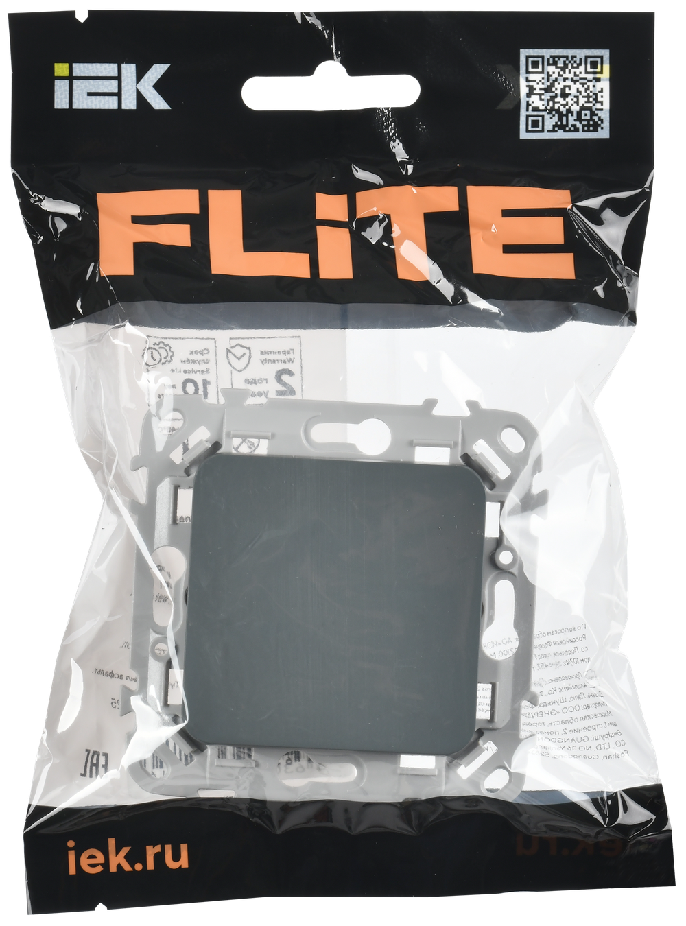 FLITE Выключатель 1-клавишный 10А ВС11-1-0-ФлМА мокрый асфальт IEK