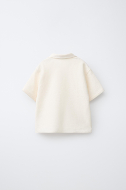 ZARA ОДНОТОННОЕ ТРИКОТАЖНОЕ ПОЛО, ЭКРЮ