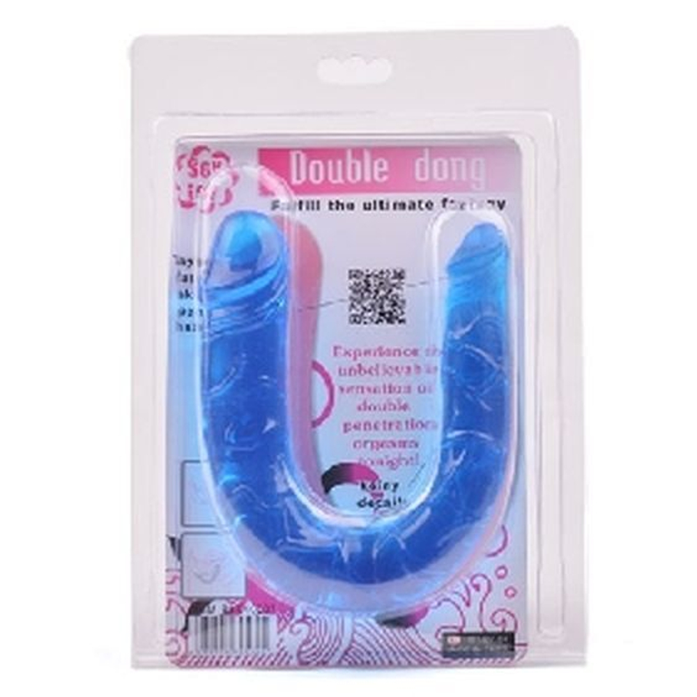 Голубой двухголовый фаллоимитатор Double Dong - 29,8 см. (Цвет: голубой)