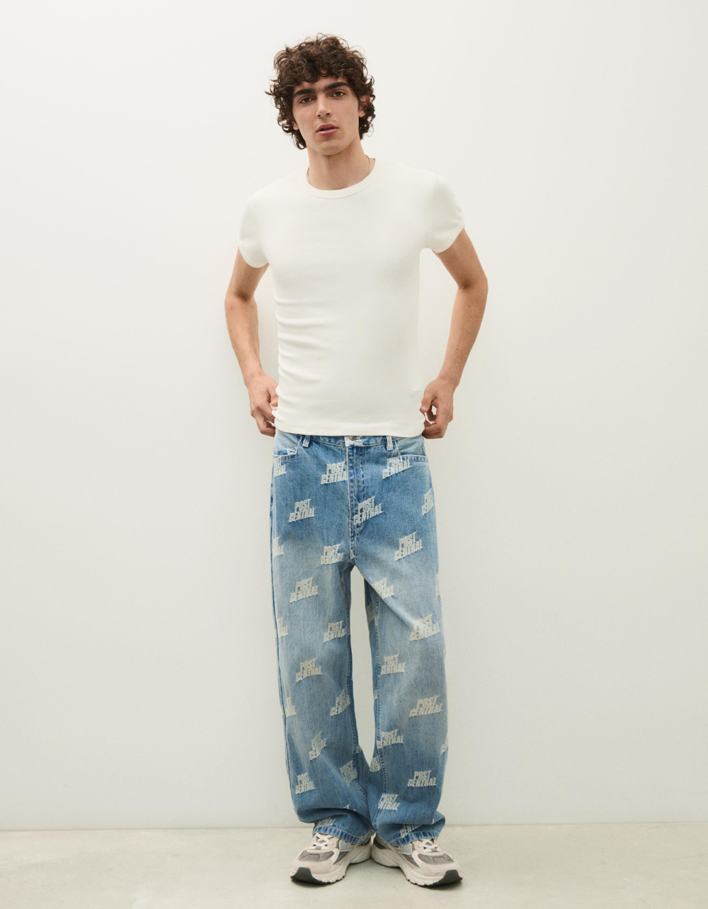 Мужские жаккардовые джинсы - BERSHKA