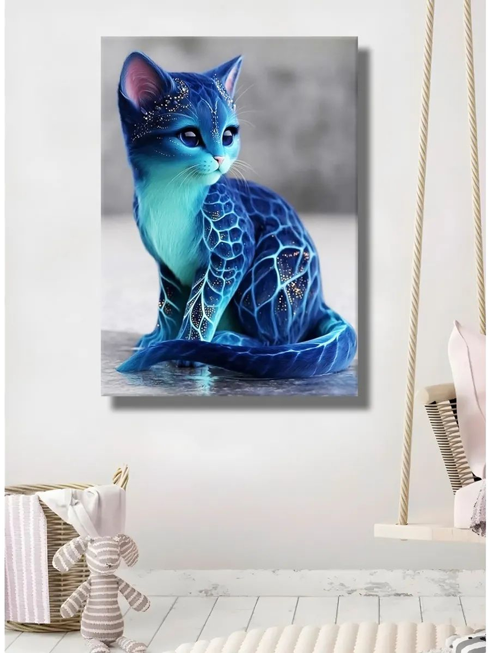 Картина "Снежный котенок", на стену 50х70см 1шт.