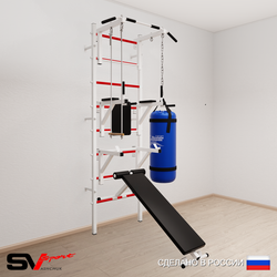Шведская стенка Sv Sport усиленная 6933 (Турник стандарт/Брусья/Стойка/Скамья/Трапеция/Цепь/Мешок 30кг)