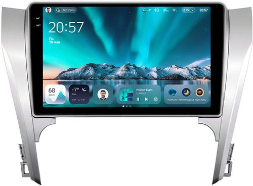 Магнитола для Toyota Camry 50 2011-2014 (рамка серебро) - Teyes CC4 монитор 10.36" 2K QLED на Android 14, Быстрейшая, Snapdragon 680, DSP, CarPlay, 4G SIM-слот