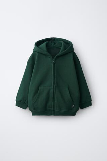 ZARA ХУДИ С МОЛНИЕЙ, БУТЫОЧНО-ЗЕЛЕНЫЙ