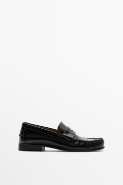 Massimo Dutti Кожаные лоферы, черный