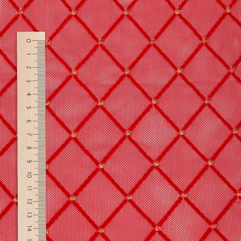 Сетка бельевая эластичная 85 г/м², шир.150 см / 1 метр, с флоком TBY.SZ030218 цв.116 красный /SZ030218.116/1/