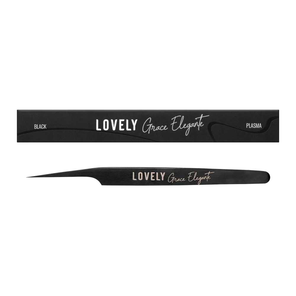 Пинцет прямой с изгибом Lovely NanoFiber (Grace Elegante Black)