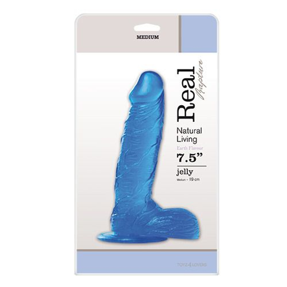 Синий фаллоимитатор JELLY DILDO REAL RAPTURE BLUE 7.5 - 19 см. (Цвет: синий)