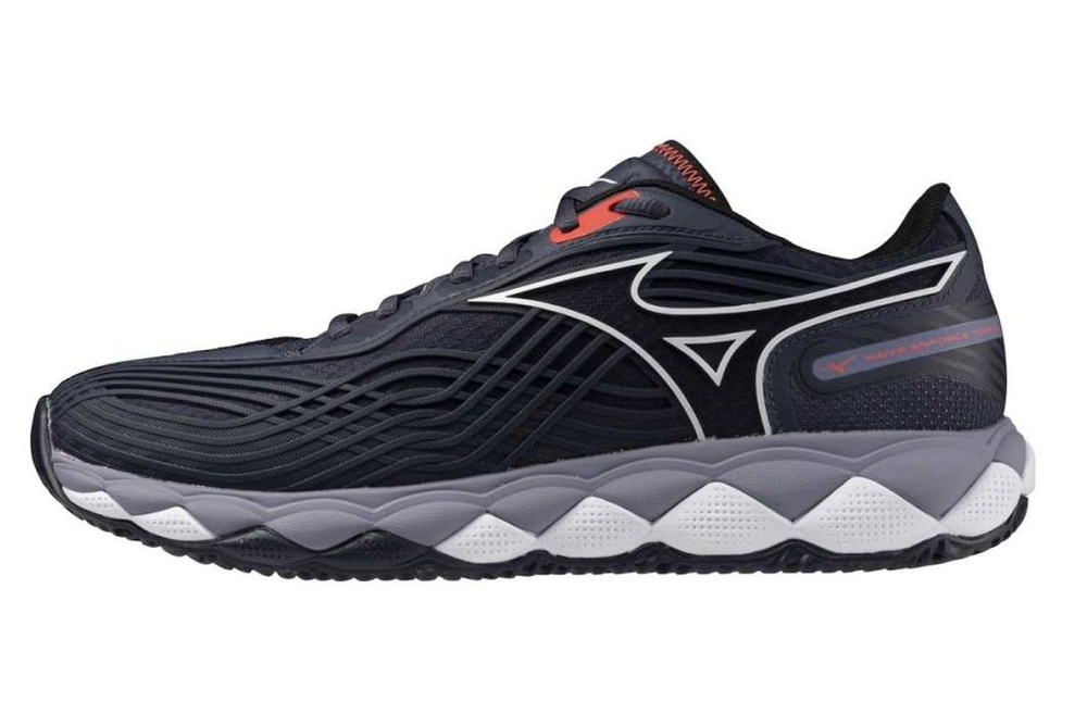 Meskie buty tenisowe Mizuno Wave Enforce Tour 2 CC - odyssey gray/white/fiery coral 2