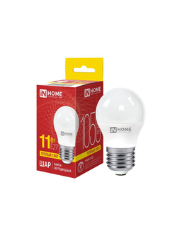 Лампа светодиодная LED-ШАР-VC 11Вт шар 3000К тепл. бел. E27 1050лм 230В IN HOME 4690612020600