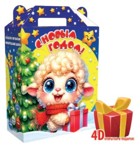 Подарочная коробка для конфет новогодняя "Кудряш" 2000гр (1/70шт)