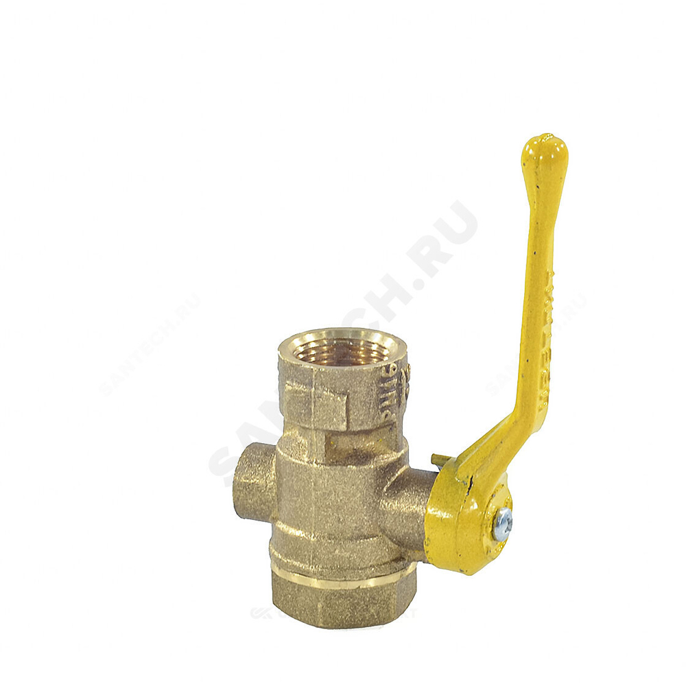 Кран для манометра шаровой латунь газ 11Б27п10 Ду 15 Ру16 ВР/ВР G1/2"-М20х1,5 с рукояткой без фланца Цветлит ZW10019