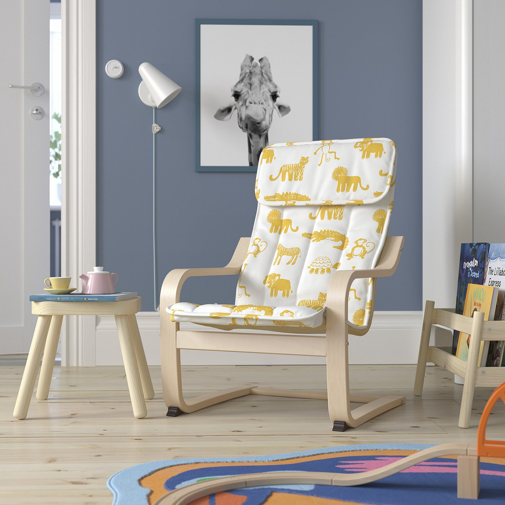 IKEA POÄNG  (ИКЕА ПОЭНГ)  -  Подушка для детского кресла - Скогбу рисунок животные