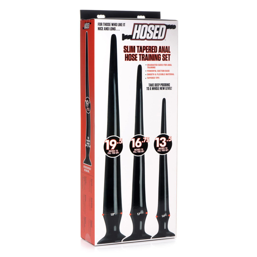 Набор из 3 черных больших гибких анальных стимуляторов Slim Tapered Anal Hose Trainer Set (Цвет: черный)