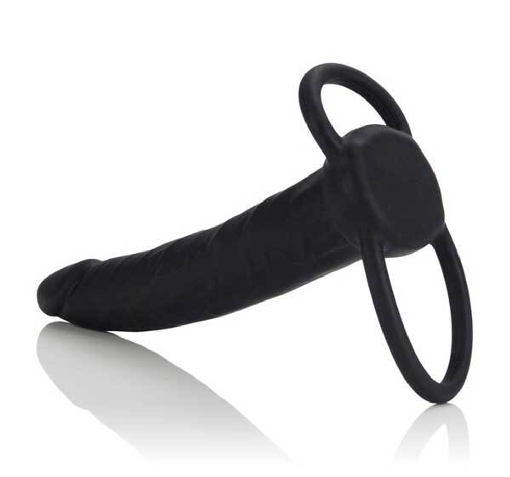 Насадка на пенис Silicone Love Rider Dual Penetrator для двойного проникновения - 14 см. (Цвет: черный)