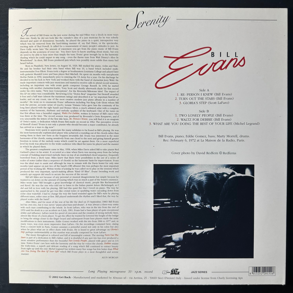 Bill Evans ‎– Serenity (Италия 2008г.)