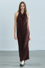 АТЛАСНОЕ ПЛАТЬЕ МИДИ С ГОРЛОВИНОЙ ХАЛТЕР — ZW COLLECTION — ZARA