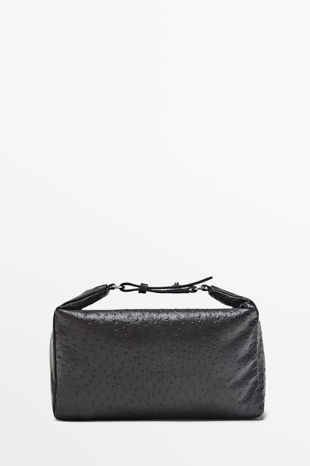 Massimo Dutti Прямоугольная сумка из кожи наппа с текстурой, коричневый