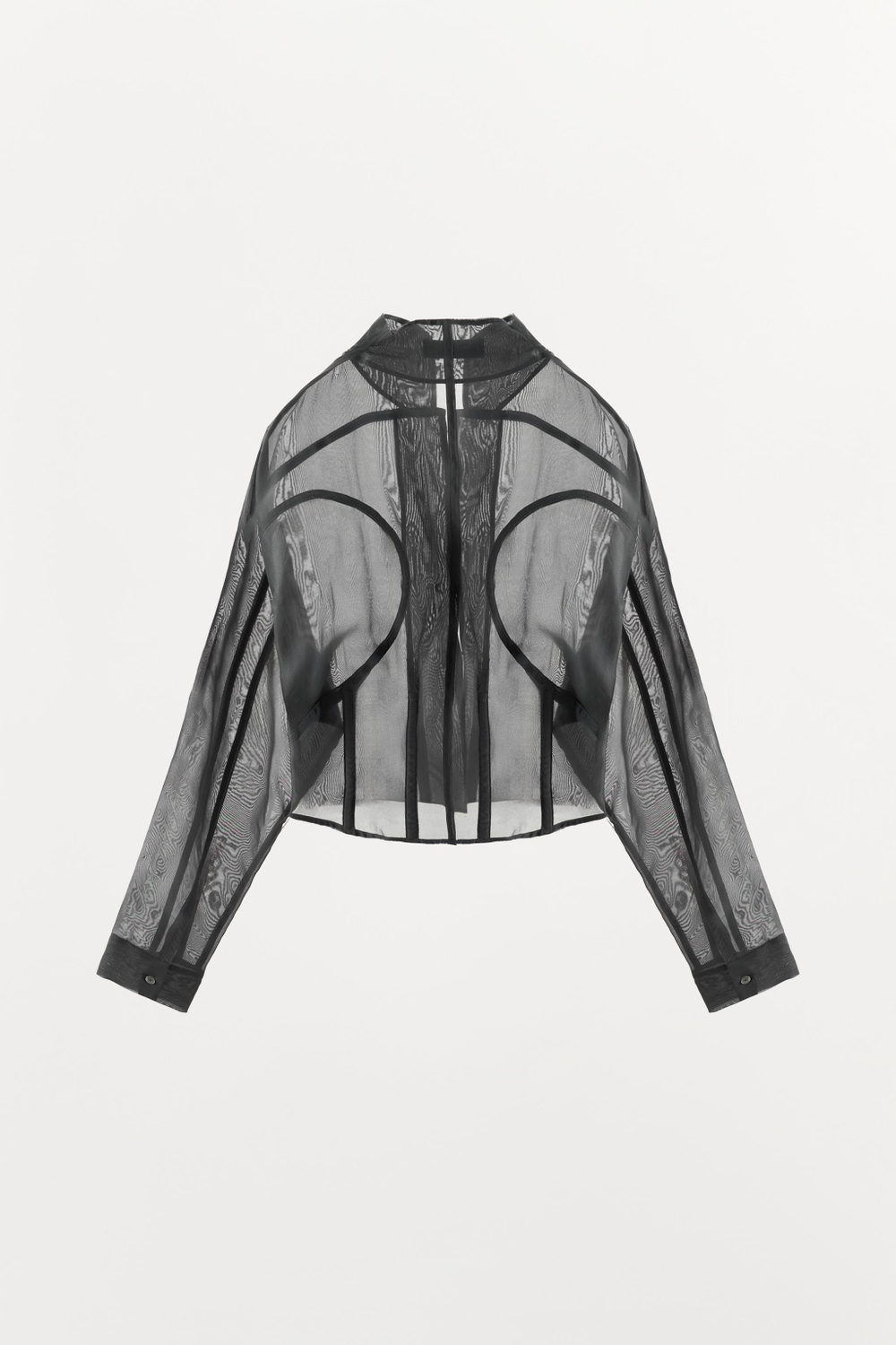 ZARA РУБАШКА-КОРСЕТ ZW COLLECTION, ТЕМНО-СЕРЫЙ
