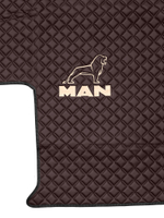 Ковры MAN TGX с 1-м ящиком (автомат) (экокожа, коричневый, черный кант, бежевая вышивка)