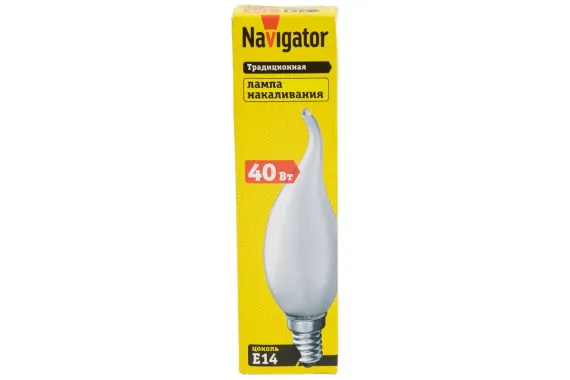 Лампа Navigator 40Вт Е14 свеча на ветру матовая 15178