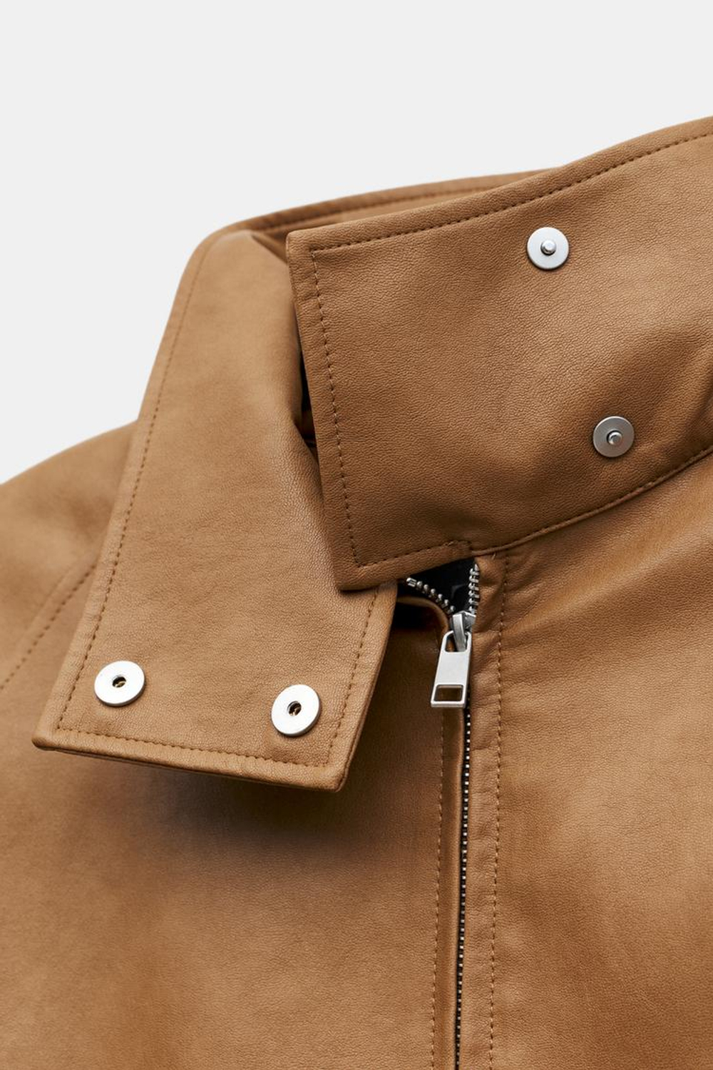 ZARA КУРТКА ИЗ ИСКУССТВЕННОЙ КОЖИ — ZW COLLECTION, МЯГКИЙ КАШТАНОВЫЙ
