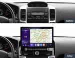 Магнитола для Toyota Land Cruiser Prado 120 2002-2009, Lexus GX470 (экран климата внизу) - Kuberg MKD-FT010 монитор 13" QLED+2K на Android 12, Быстрая, 4G SIM-слот, CarPlay