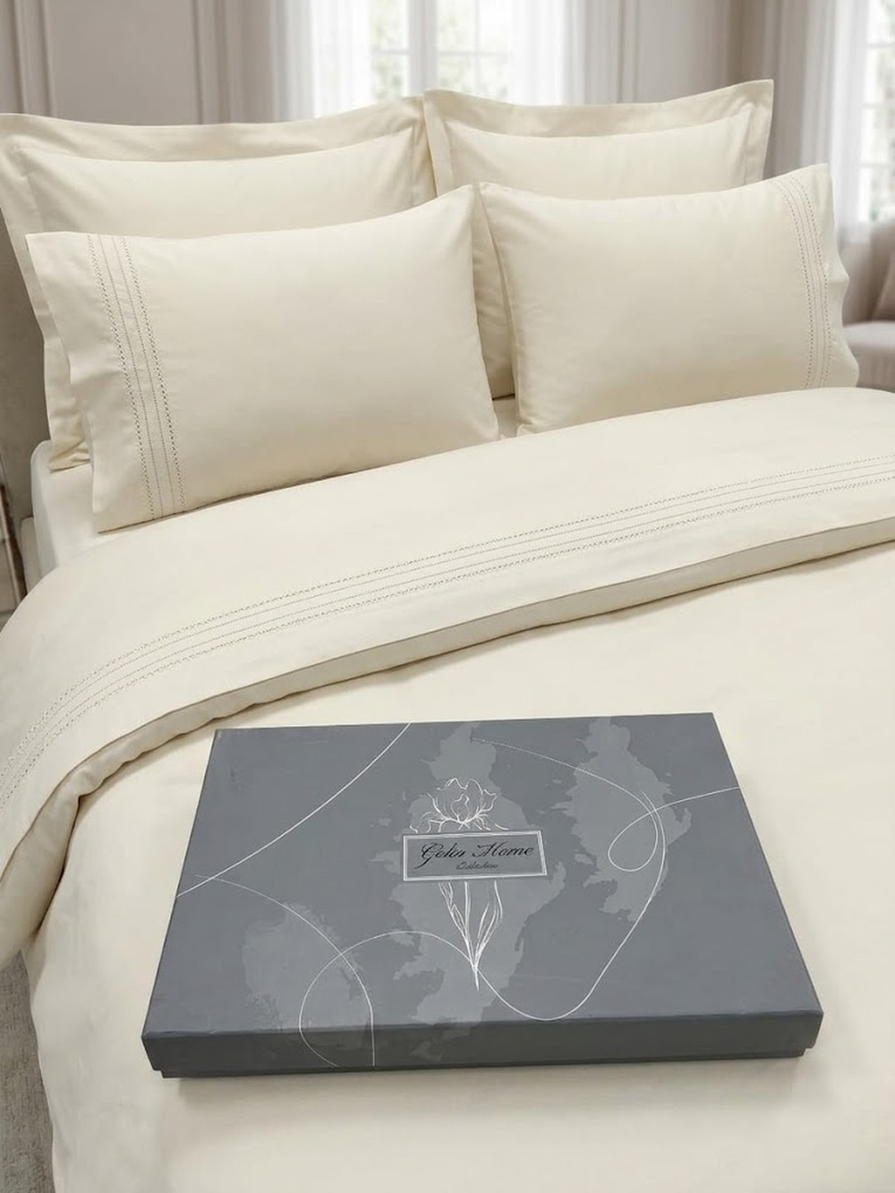 Gelin Home КПБ 6 пр. MIRA кремовый цвет пододеяльник 200*220, простынь 240*260, наволочки 50*70 2шт, декоративные наволочки 50*70 2шт GLNN532 — фото 6