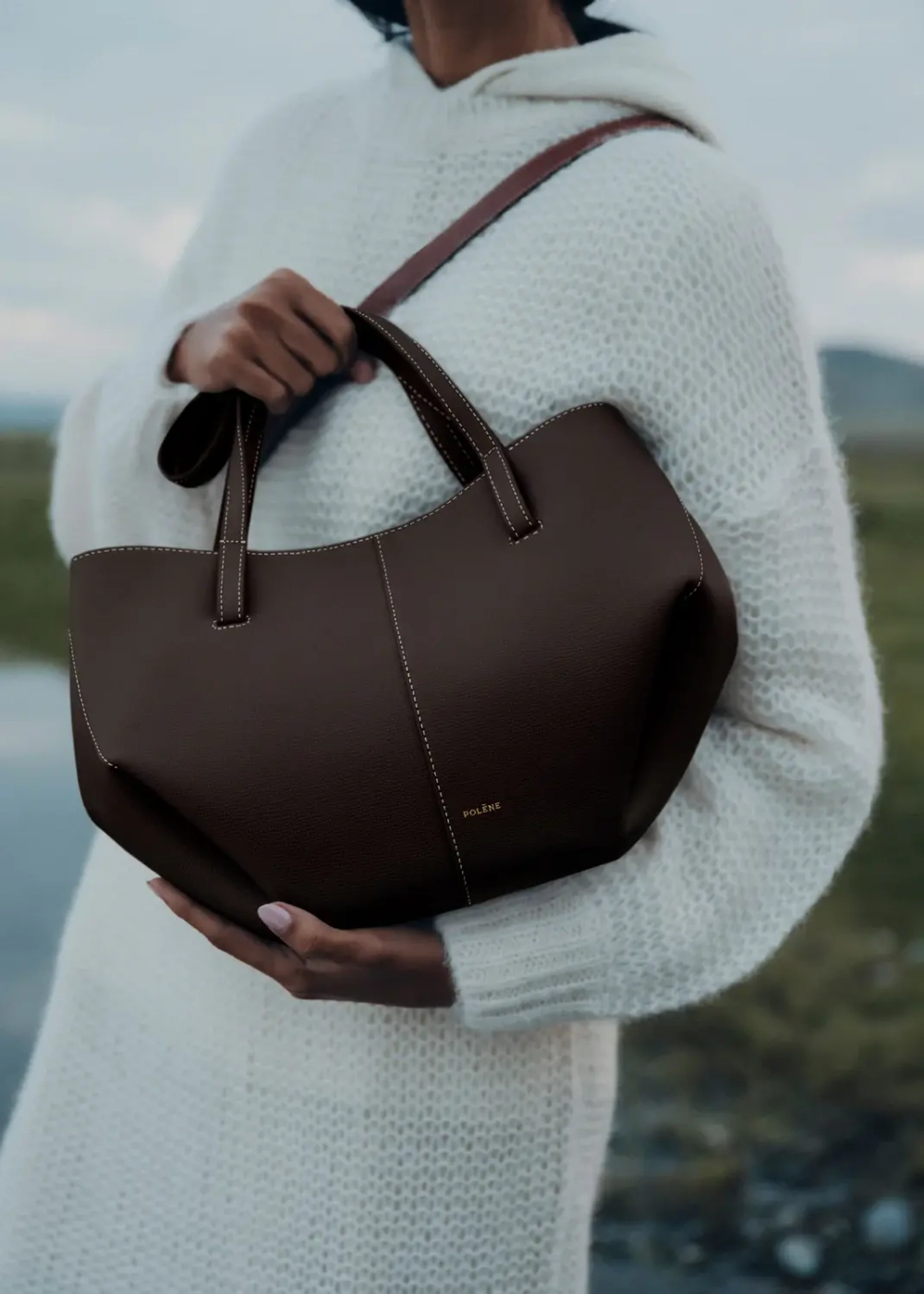 POLENE СУМКА CYME MINI, ТЕМНО-КОРИЧНЕВЫЙ