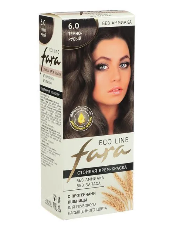 Краска для волос FARA Eco Line 6.0 тёмно-русый, 125 г