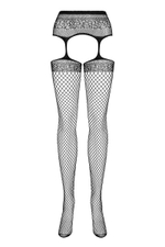 Ажурные колготки с вырезами и интимным доступом (Размер: XL-XXL) (Цвет: черный)