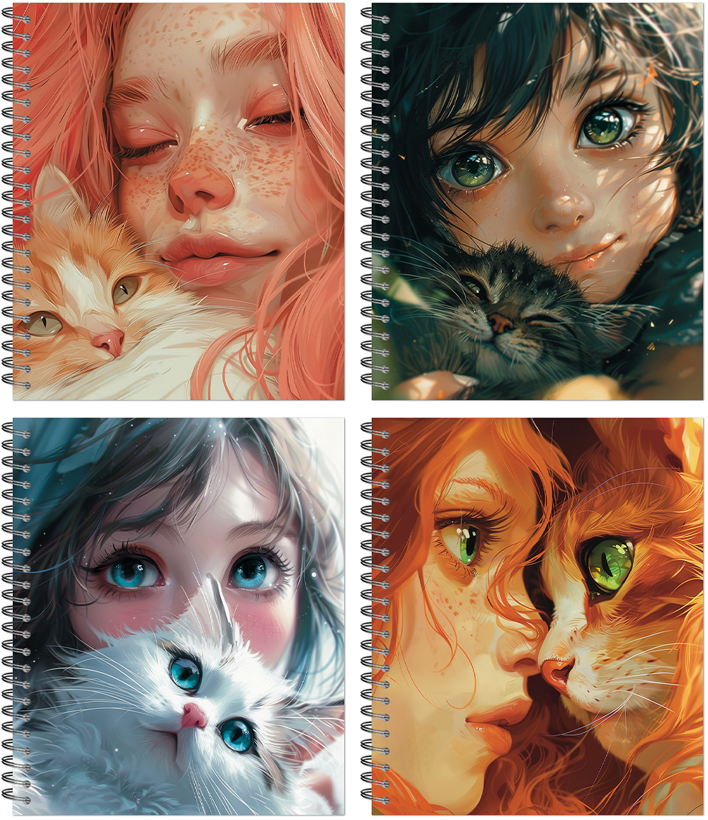 Тетрадь общая  "Anime cats", 96 л., гребень