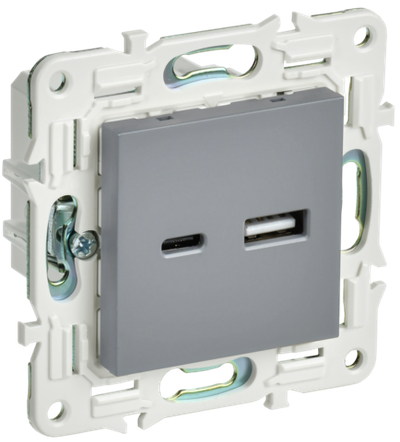 SKANDY Розетка USB A+C 3,1А SK-R14Gr серый IEK