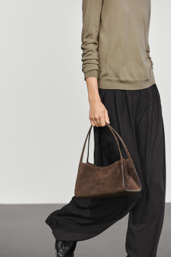 Massimo Dutti Свитер из смесовой шерсти с высоким воротником, серовато-зеленый