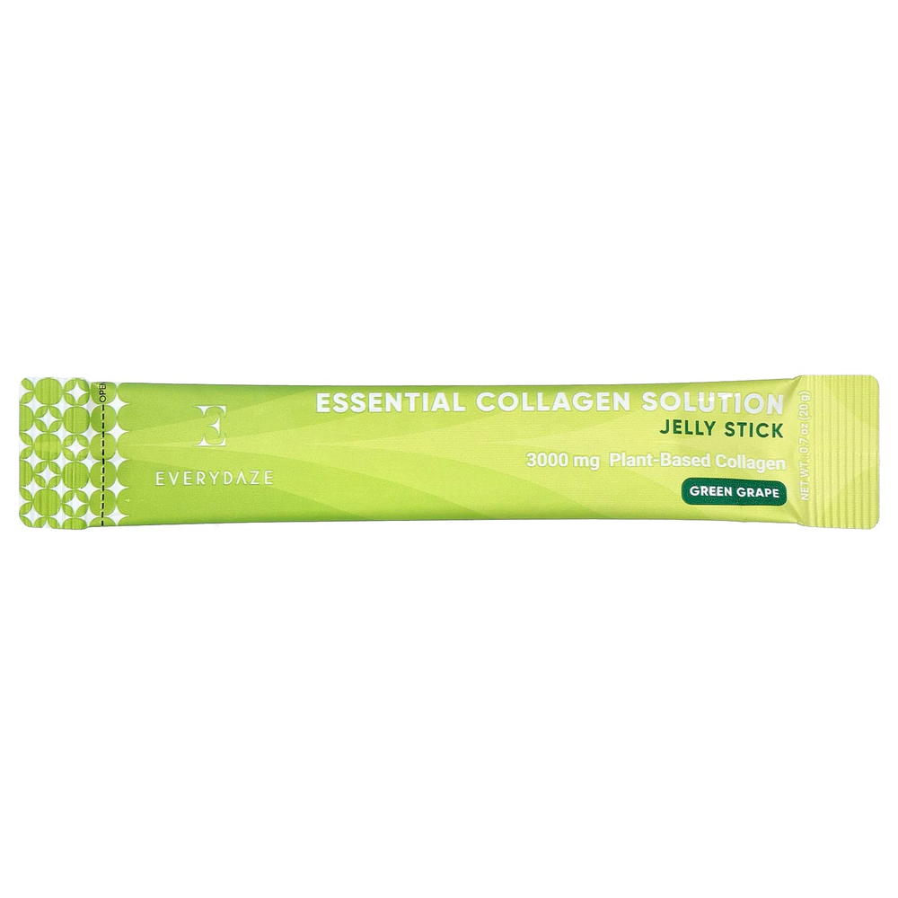 Everydaze, Essential Collagen Solution, желейные стики с коллагеном, зеленый виноград, 10 стиков по 20 г (0,7 унции)