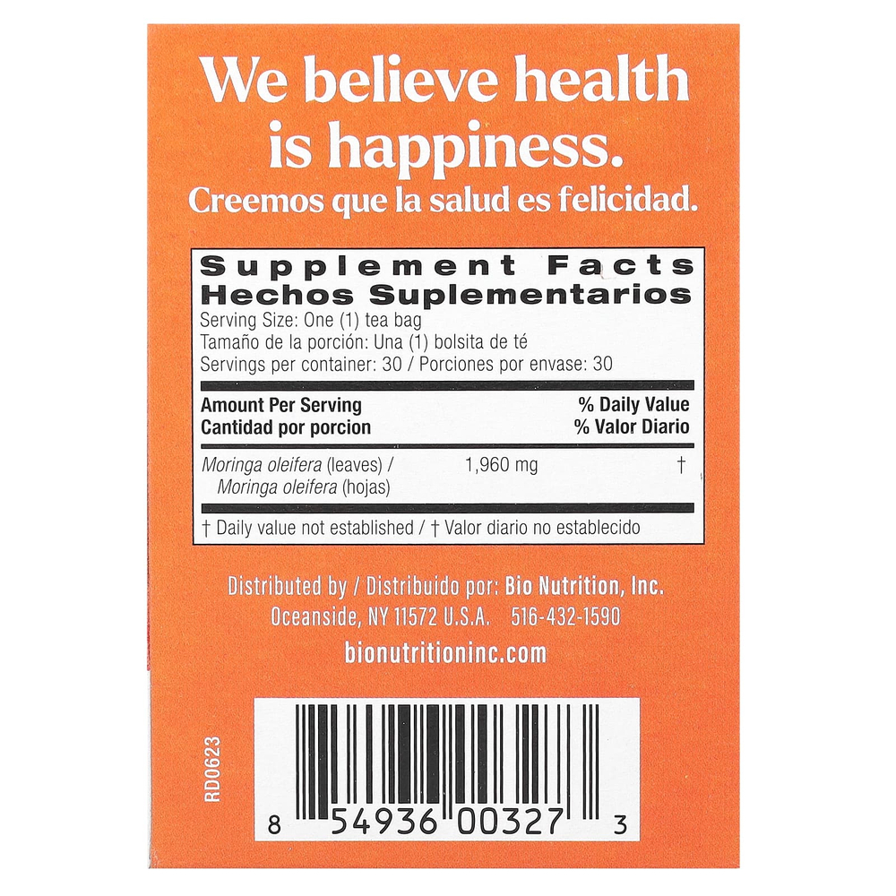 Bio Nutrition, чай из моринги, 30 чайных пакетиков, 58,8 г (2,1 унции)