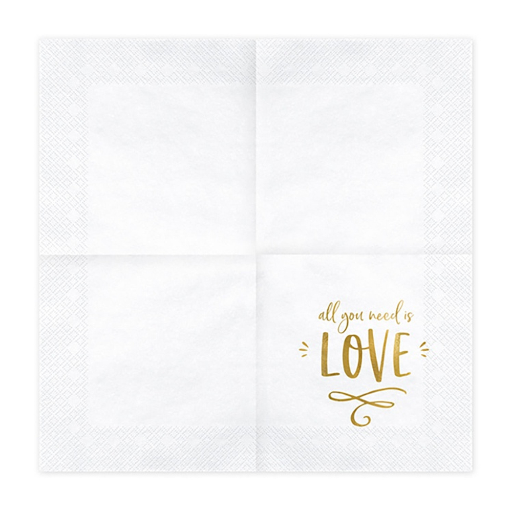 Салфетки «ALL YOU NEED IS LOVE», 33 см, 20 шт