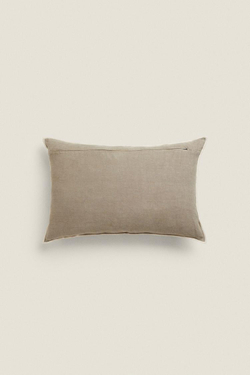 ZARA HOME ЧЕХОЛ НА ПОДУШКУ С ОВЕРЛОКОМ, СЕРОВАТО-КОРИЧНЕВЫЙ