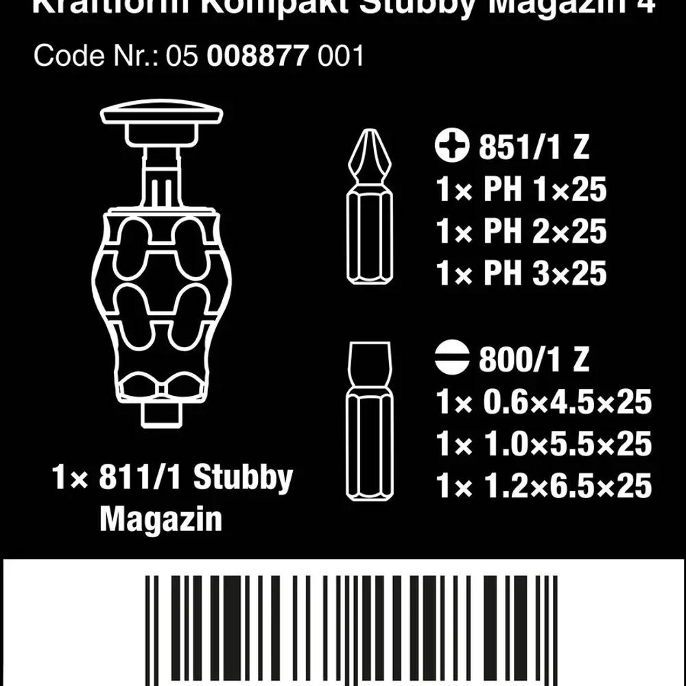 Набор Kraftform Kompakt Stubby магазин 4, 6 предметов WERA 05008877001