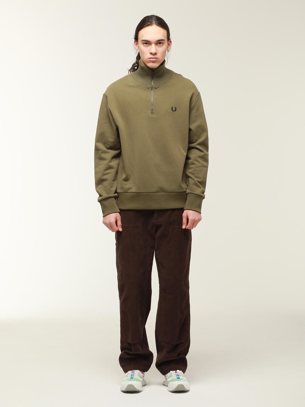 Мужская Толстовка Knitted Trim Zip Neck