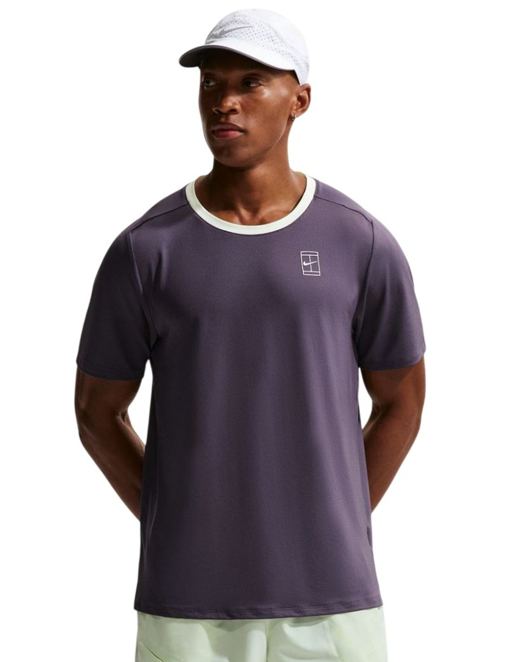 Теннисная футболка Nike Court Advantage Dri-Fit - dark raisin/volt tint/white