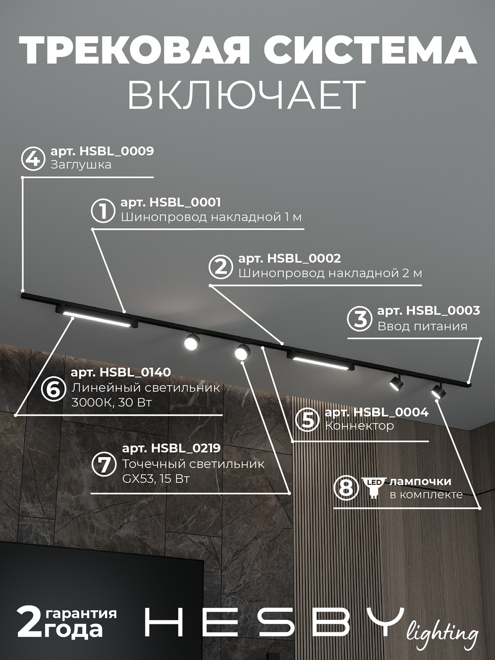 Комплект трековый Hesby Lighting Skylite No14 HSBL_kompl_S014_NI3B3K