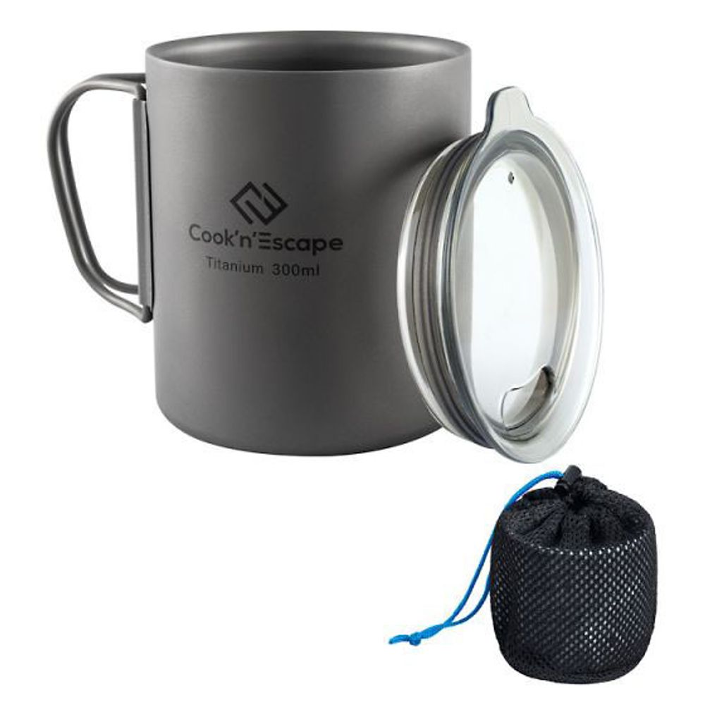 Титановая кружка с крышкой Cook'n'Escape CA2012 300ml titanium double wall Титановая кружка с крышкой Cook'n'Escape CA2012 300ml titanium double wall