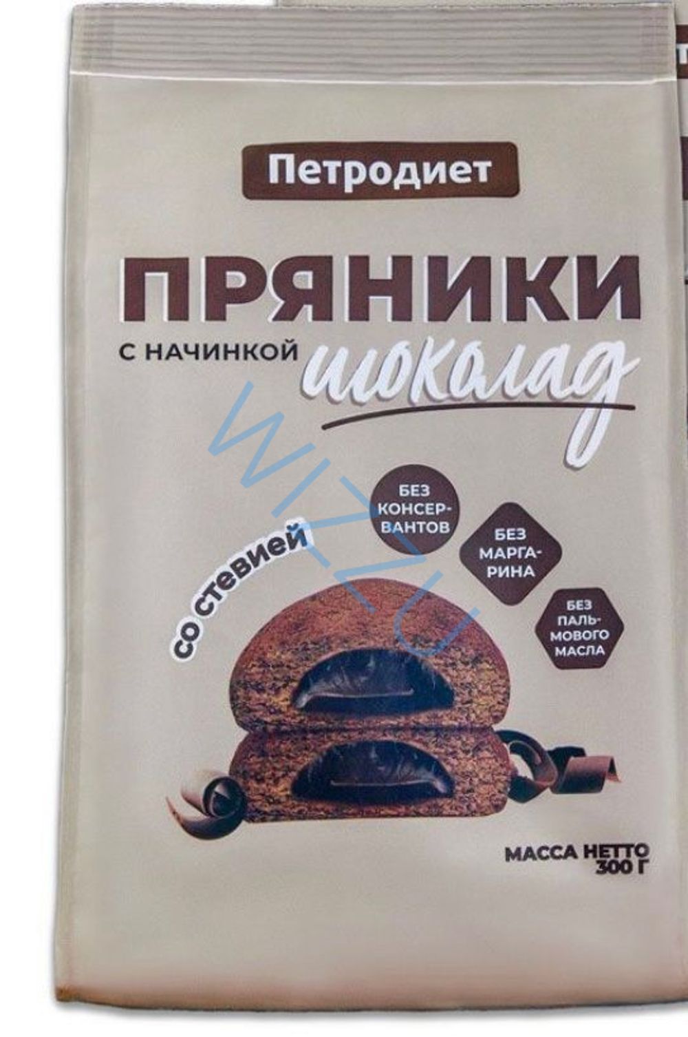 Пряники Петродиет Шоколадные на фруктозе со стевией и шоколадной начинкой 300гр