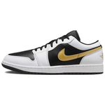 Jordan 1 Low White Black Metallic Gold Swoosh
