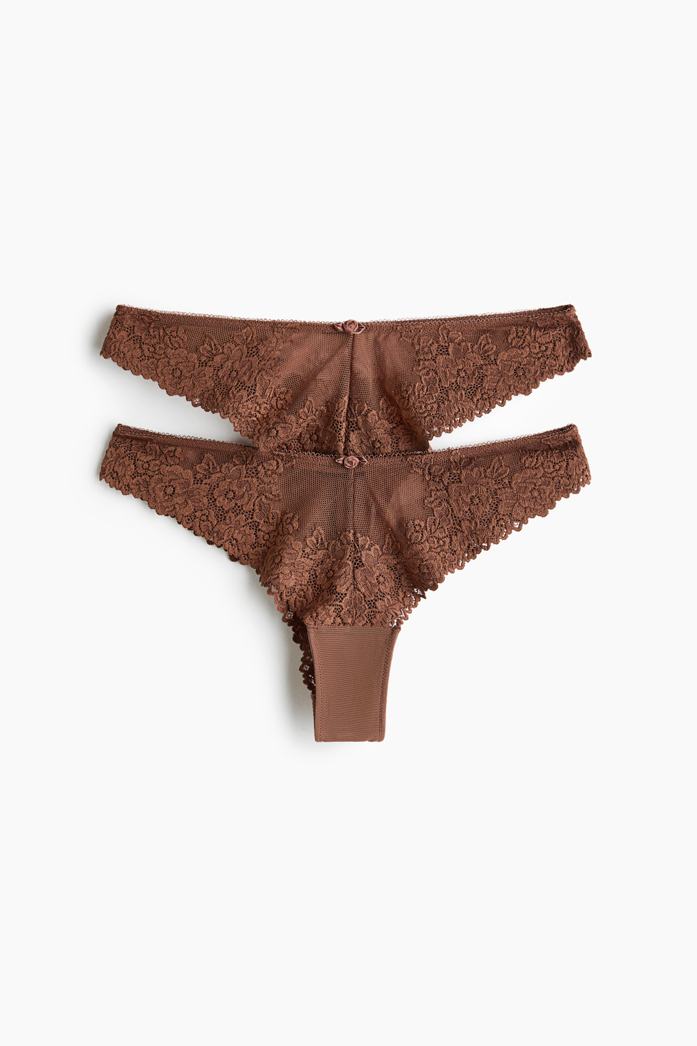 Кружевные трусы Brazilian, 2 шт. — Чёрный/кремовый - H&M