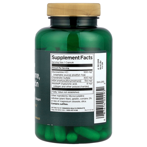 Swanson Vitamins, Глюкозамин, хондроитин и МСМ с гиалуроновой кислотой и коллагеном, 90 капсул