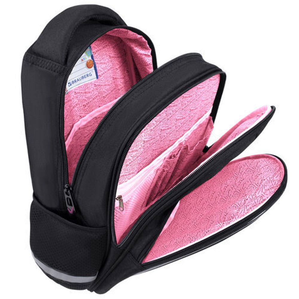 Рюкзак BRAUBERG OPTIMA, 2 отделения, с брелоком, "Butterfly catcher", СВЕТЯЩИЙСЯ, 36х27х18 см, 272097