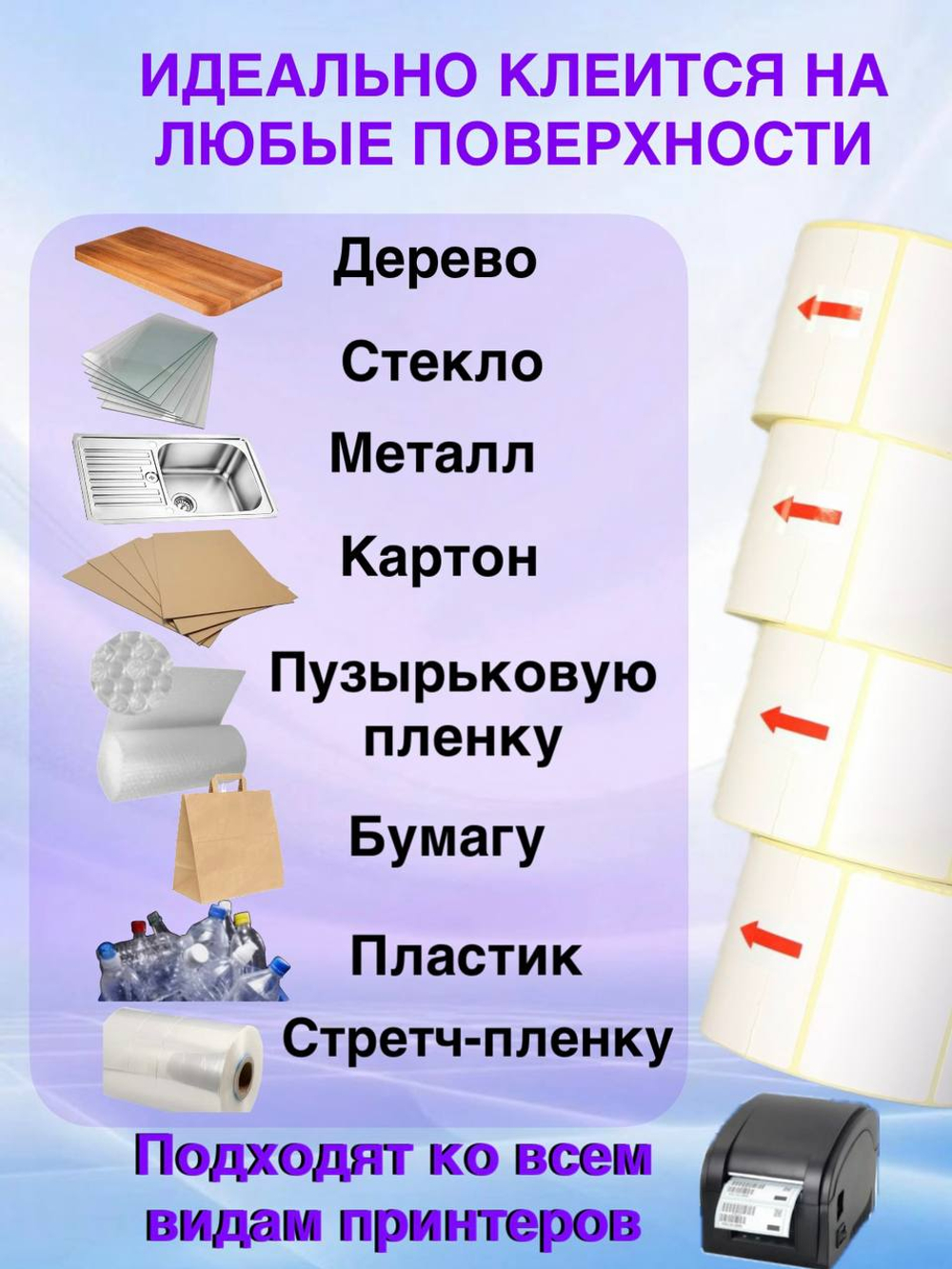 Самоклеящиеся термоэтикетки ТОП 75x120 мм 6 рулонов по 250 шт.