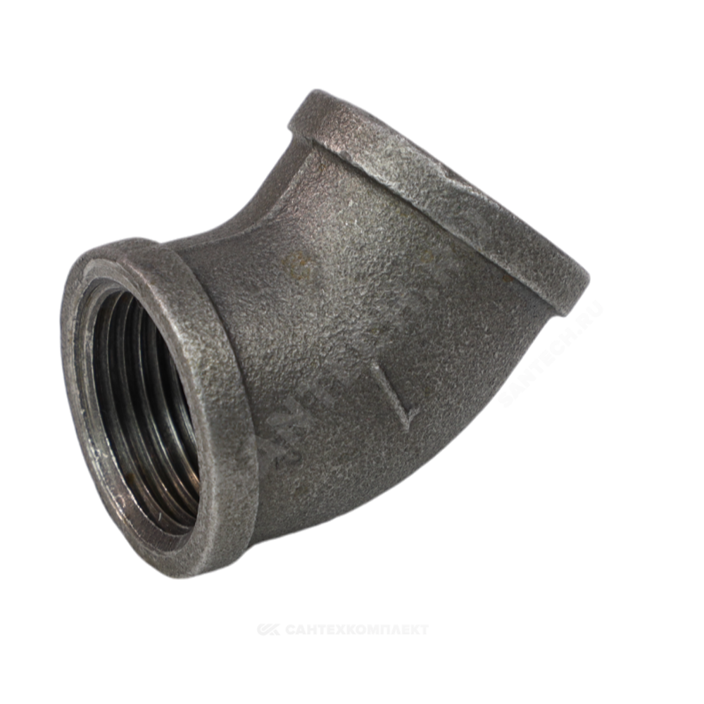 Угольник чугун Ду 32 (1 1/4") ВР/ВР 45гр Fittex PLUS